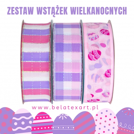 ZESTAW WSTĄŻEK WIELKANOCNYCH 4cm/10m - 3 SZTUKI