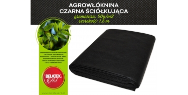 AGROWŁÓKNINA CZARNA ŚCIÓŁKUJĄCA 1,6m/5m lub 1,6m/10m - 50g/m2