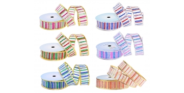 GEWEBTES METALLISCHES BAND MIT DRAHTKANTE "STREIFEN QUER" 4cm/10m