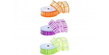 GEWEBTES BAND MIT DRAHTKANTE "STREIFEN QUER" 4cm/10m