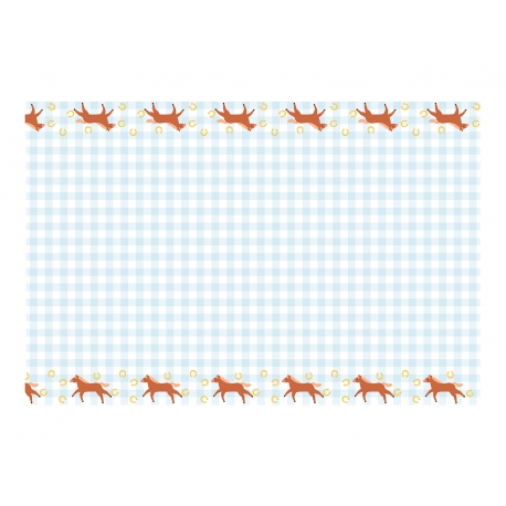 OBRUS PAPIEROWY "KRATKA Z KOŃMI" 180cm/120cm